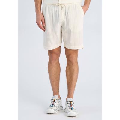 Shorts LINDBERGH "Freizeitshorts Wide Fit", Herren, Gr. L, beige (sanftes weiß), Obermaterial: 100% Baumwolle, unifarben, weit, Hosen Shorts
