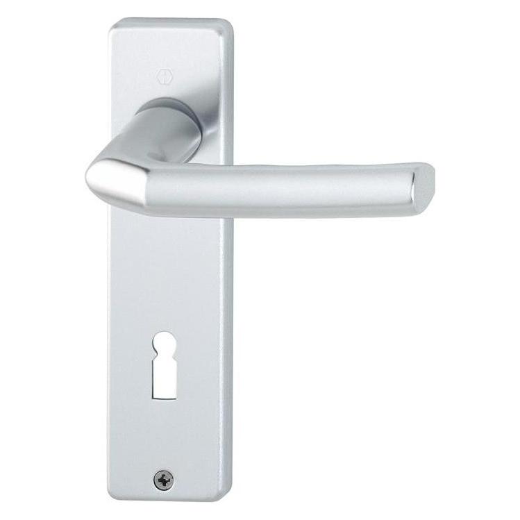 Hoppe Kurzschildgarnitur Birmingham 1117/202KP Aluminium F1 OB eckig Drückergarnitur (Türschildgarnitur) (2566323)