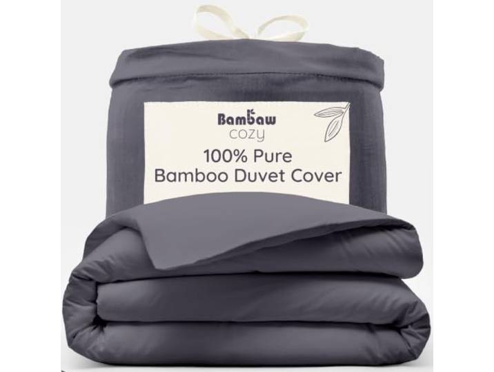 Bambaw – Dekbedovertrek 260x240 cm, 100% Bamboe, Hypoallergeen, Zacht en Ademend Dekbedovertrek, Voor Zomer en Winter – Houtskool