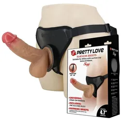 Pretty Love, Dildo, Fogg 4,7" Silikon-Dildo mit Harness-Boxershorts
