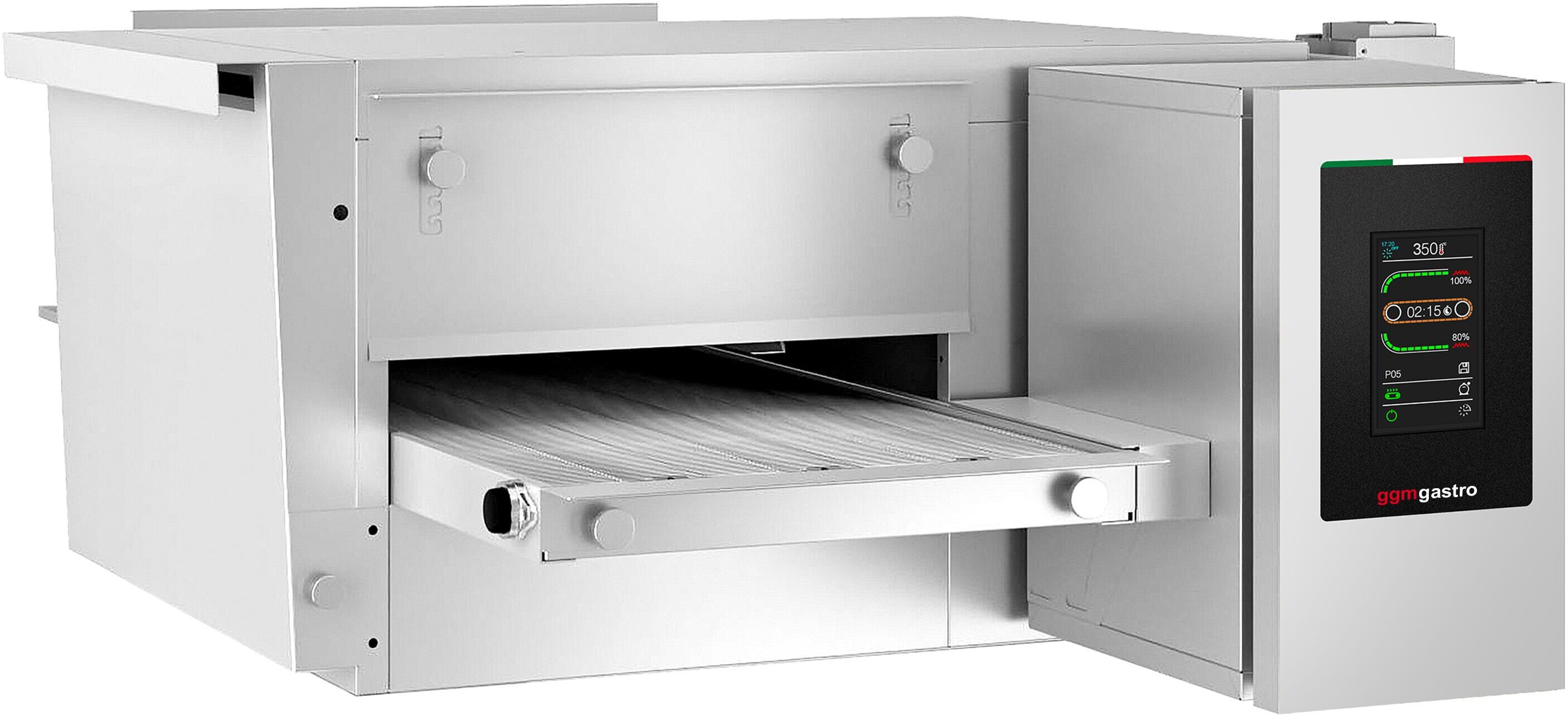 GGM Gastro Doorloop pizzaoven - 1030x1300x440mm - tot 350°C - Touch - Bandbreedte: 400mm zilver