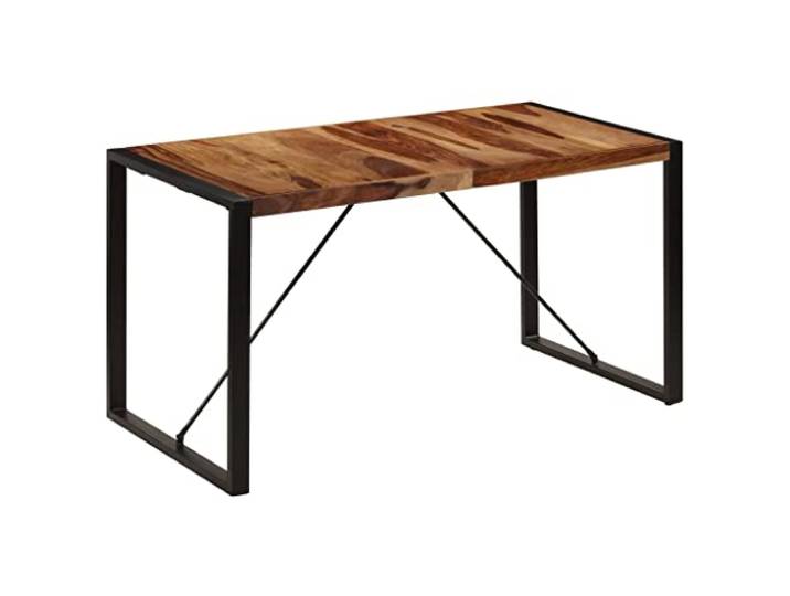 Todiikf Esstisch 140x70x75 cm Massivholz Akazie Küchen Tisch Holz Industrieller Tisch aus Akazienholz mit schwarzen Stahlbeinen für Küche und Esszimmer im Unikat-Design.
