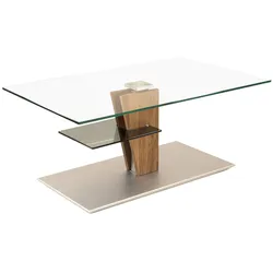 COUCHTISCH höhenverstellbar Catreen 100x60x47 Wildeiche/Klarglas