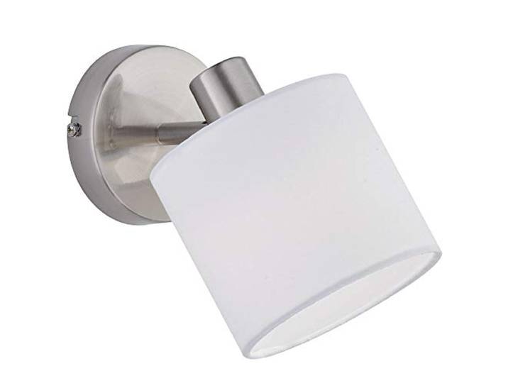 Reality Leuchten Tommy R80331001 Wandspot, Nickel Matt, Stoffschirm Weiß