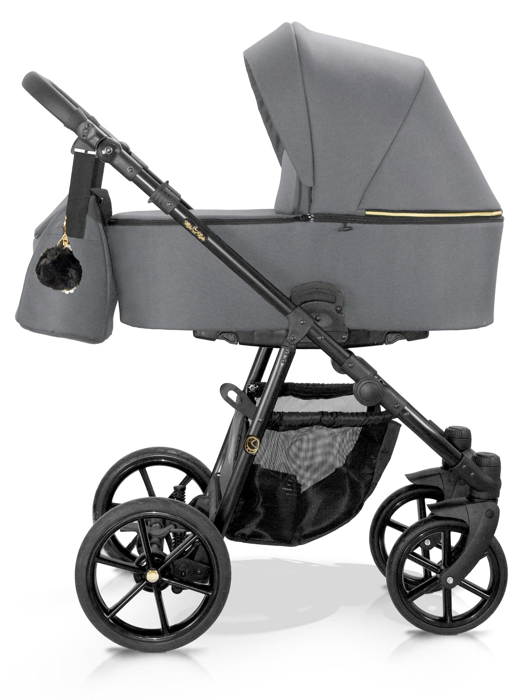 Milukids Risso 3-in-1 Kombikinderwagen Schwarz mit Babyschale (RIS-13)