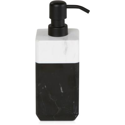 Seifenspender MÖVE "Black & White", schwarz (schwarz, snow), B:7cm H:19,5cm T:7cm, Marmor, Dosierspender, Seifenspender, Marmor, 190 ml