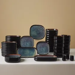 Karaca Earth Collection Galactic Shiny Black 55-teiliges Tafelservice für 12 Personen