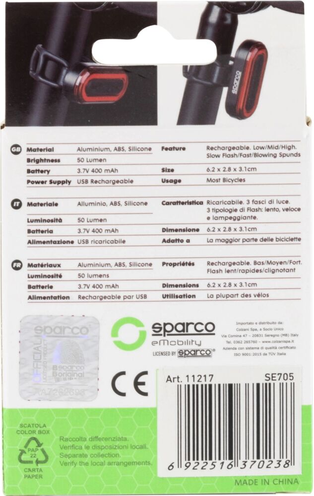 FANALINO POSTERIORE SPARCO IMPERMEABILE