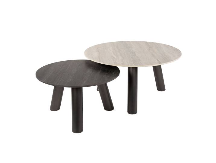 Clemento Twin Couchtisch 3D Keramik travertin schwarz/grau
