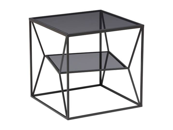 Beistelltisch Metall, Glas 45/45/45 cm