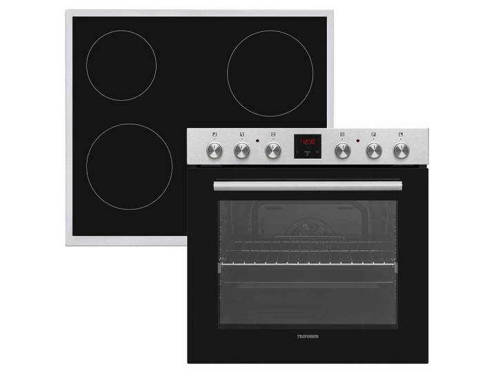 HERDSET, Backofen mit Ober-Unterhitze und Umluft, Glaskeramik-Kochfeld mit 4 Zonen, Teleskopauszug, 78 Liter, 60 cm, B-HS-75-C-I