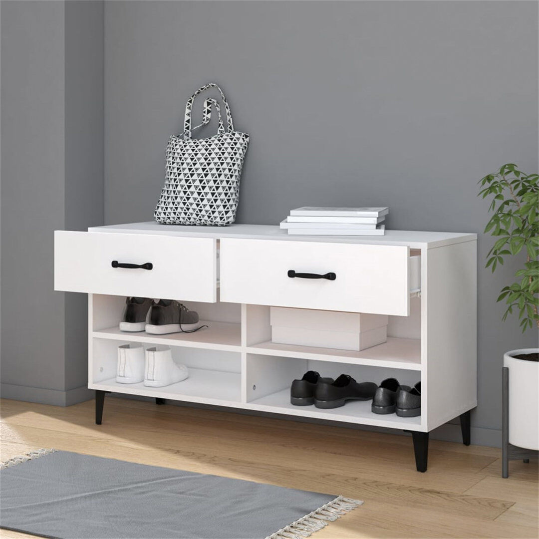 Borough Wharf 8 Pair Shoe Storage Cabinet and Shoe Storage Bench White 8