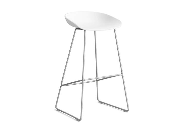 HAY About a Stool 38 High Barhocker 2.0 Weiß-Edelstahlgestell