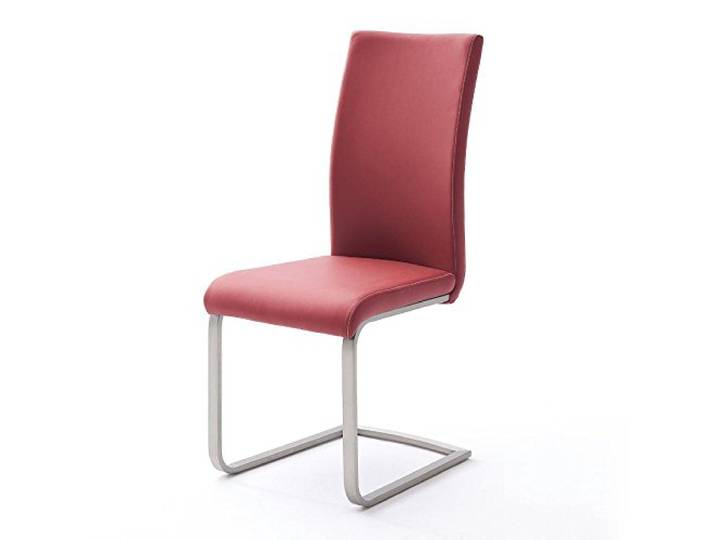 Freischwinger Paulo I (4er Set) MCA Bordeaux Edelstahl gebürstet Rot Kunstleder