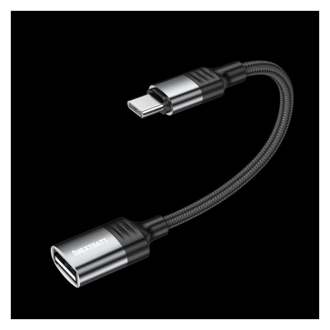 Nextbatt USB-C to USB-A OTG adapter cable - Black/Gray (NB-JT195)