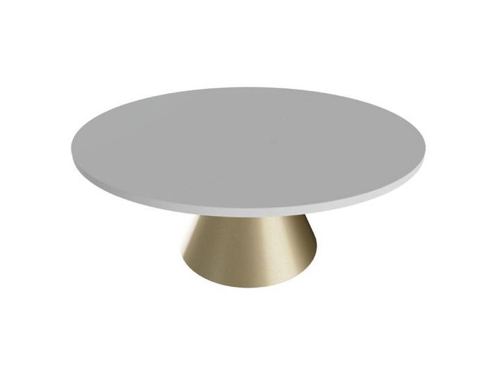 Table de salle à manger ronde - FRANKYSTAR - Artù - 120 cm - Bois stratifié - Base en métal or