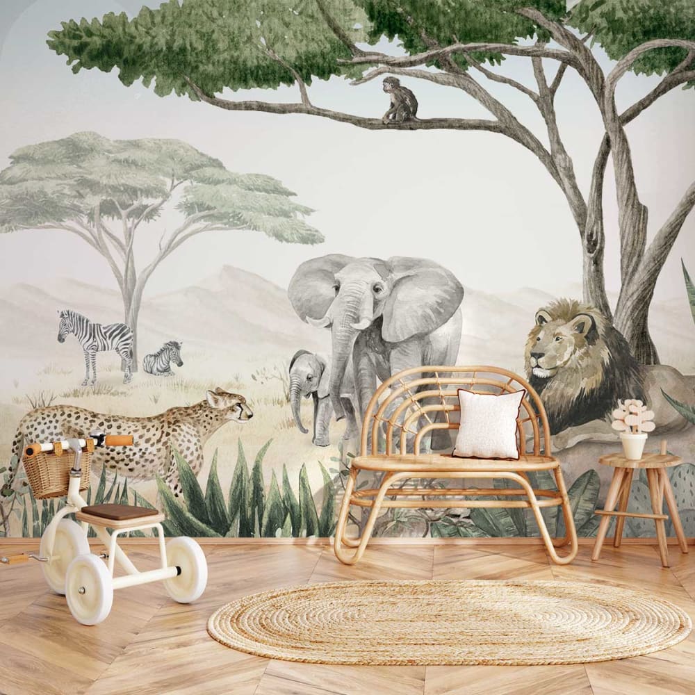 Hexoa Papier peint les géants de la savane 364x270 cm Multicolore 364x270x1cm