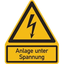 Warnschild, Kombischild, Anlage unter Spannung - 200x237x1.5 mm Kunststoff