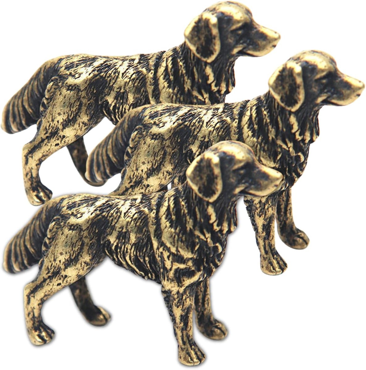 Goudkleurig metalen hond beeldje - Miniatuur sculptuur voor decoratie