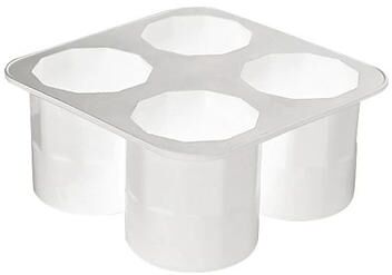 Inspire Curations Silicone Shot Glass Ice Mold Tray Reusable Whiskey Ice Cube Maker (4 Cavities) white