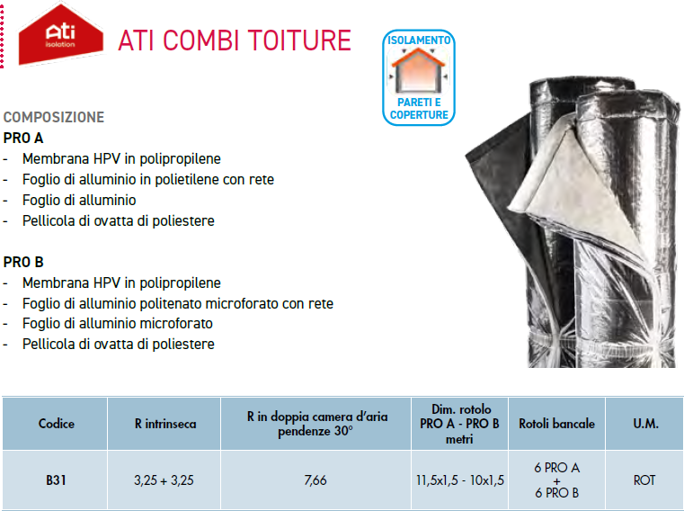 Isolante Termo-Riflettente Bildex Ati Combi Toiture A+B
