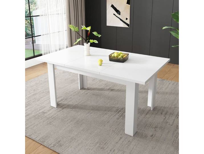 Table à manger 120x70cm avec rangement table à manger rectangulaire table basse de loisirs rangement ouvert gain de place blanc