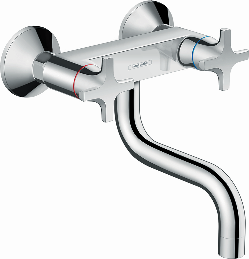 Hansgrohe Logis mélangeur de cuisine 71287000 Bec bas, montage mural, bec orientable, chromé