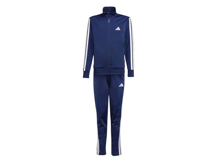 adidas Unisex Kids ESSENTIALS CLIMACOOL STRIPES TRACKSUIT, dark blue/white, 11-12 Years