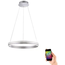 Q SMART HOME LIGHTS LED-Pendelleuchte Q-Vito Alu, Eisen, Stahl & Metall Silber 59 cm