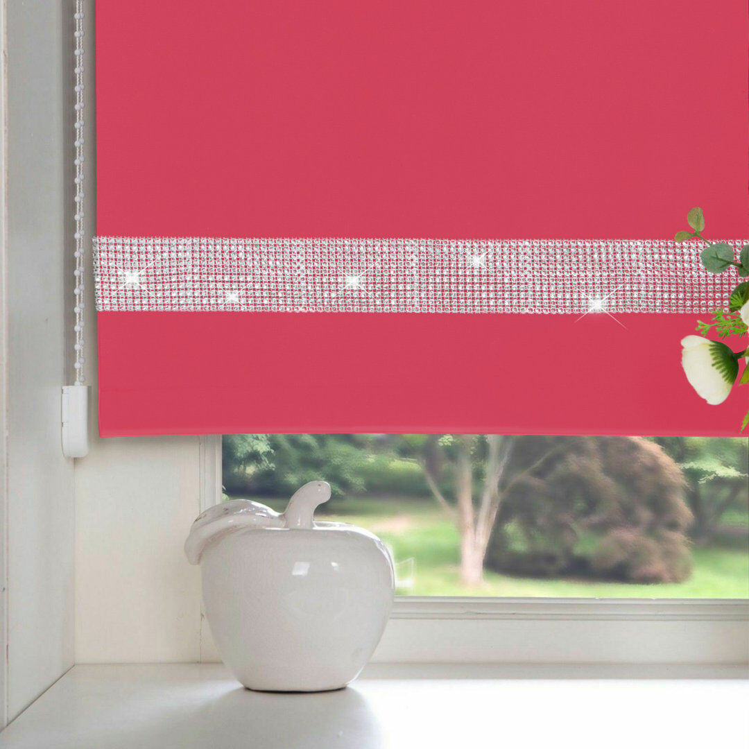Willa Arlo Interiors Diamante Room Darkening Roller Blind Fuschia 150cm x 165cm