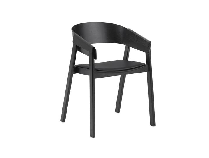 Muuto Cover Armlehnstuhl verkleideter Sitz Refine leather black-Black