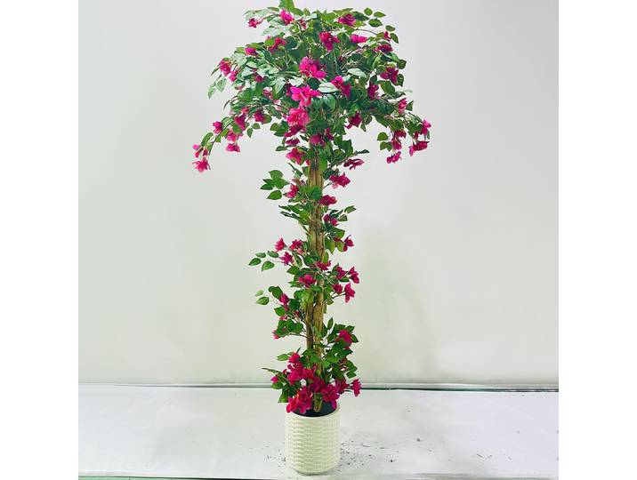 Arbre artificiel de bougainvillier, arbre artificiel réaliste en pot blanc, plante artificielle haute pour la décoration intérieure et extérieure, jardin, 5 pieds, 6 pieds