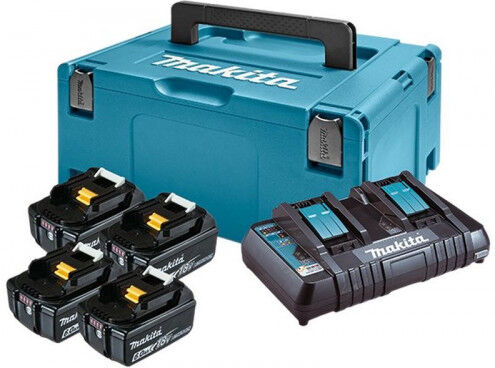Makita 198091-4 Set Li-ion LXT 18V 4xBL1860B + chargeur double DC18RD + MakPac 3