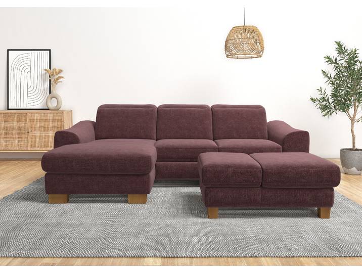 Ecksofa, Lila, 264x170 cm, Flachgewebe, Kopfteilverstellung, Modern, Home-affaire