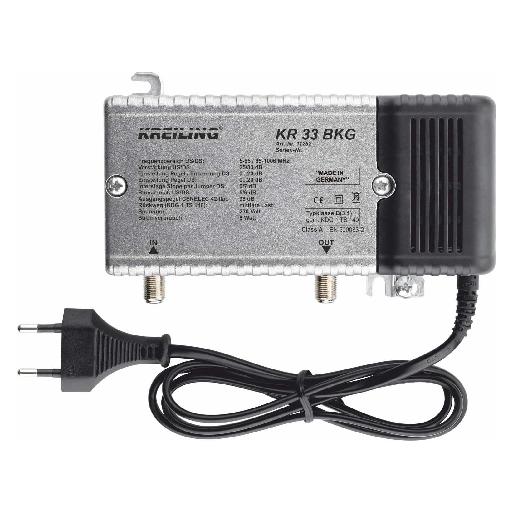Kreiling BK-Verstärker 33dB 25dB Rückweg 0-65MHz KR 33 BKG (Verstärker) (11252)