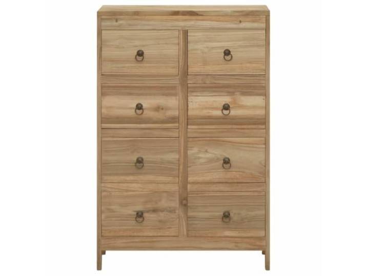 Kommode aus Teakholz, 8 Schubkasten, 55x30x90 cm Massives Teakholz, Vintage-Stil, 8 Schubladen, rustikales Finish, stabile Konstruktion, Wandmontage