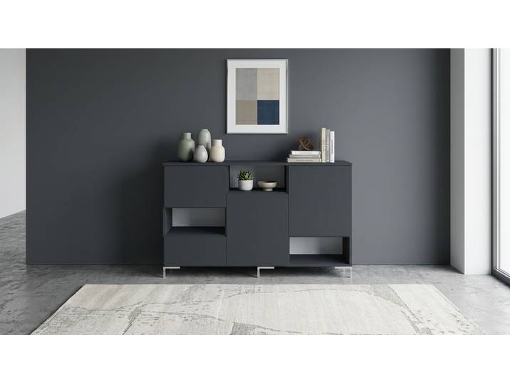Schwarzes Sideboard - Kommode, Schwarz, Maßgefertigt Premium Dekore Schwarz