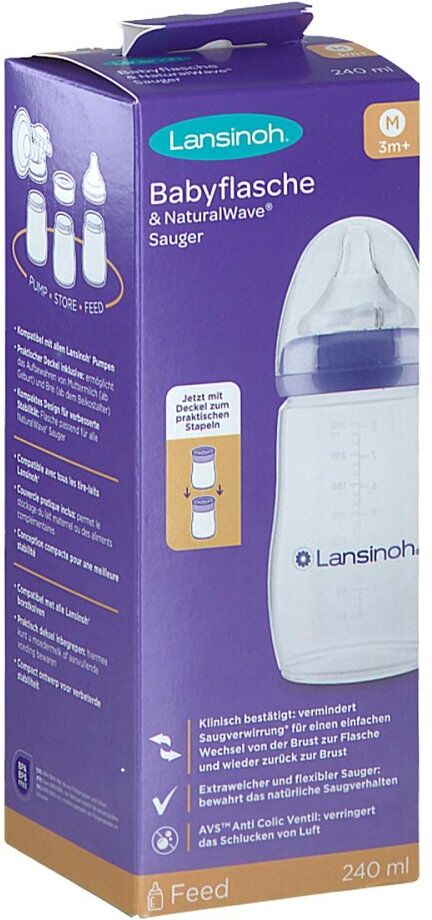 Lansinoh Naturalwave Babyflasche 240ml & Sauger M