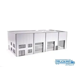 Elbe-Modell Bausatz für Werkstatt-/ Gewerbehalle mit Büro und 3 Toren EM412
