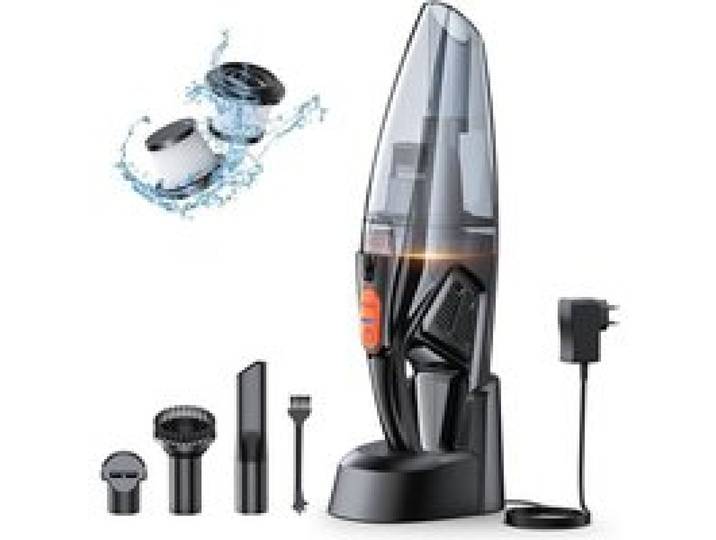 Aspirateur à Main Rechargeable 9KPA Aspirateur de Table sans FilSocle Charge Rapide & Lumière LED 2 Filtres HEPA Mini
