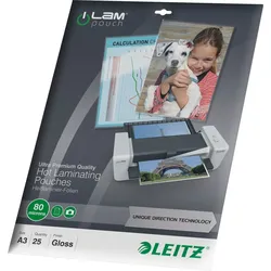 LEITZ Laminiertaschen iLAM A3 80mic glänzend VE=20x25 Stück