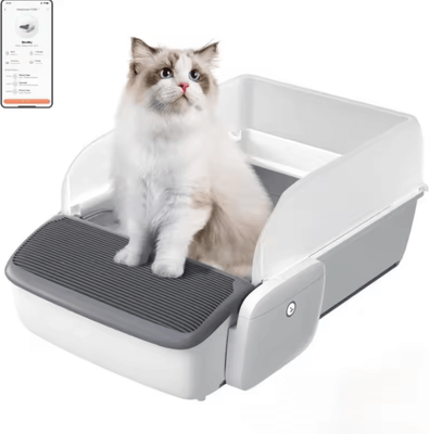 Inspire Curations PureEase Slim Smart Self Cleaning Cat Litter Box white