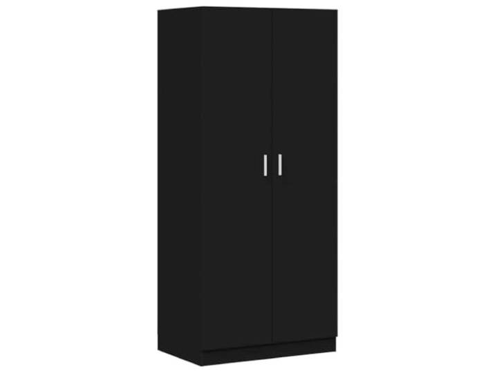 HKQWPBF Kleiderschrank Schwarz 80x52x180 cm Holzwerkstoff Großes Fach mit Hängestange, leichte Reinigung, einfache Montage, für Jacken, Pullover, Jeans, Hüte, Handtaschen