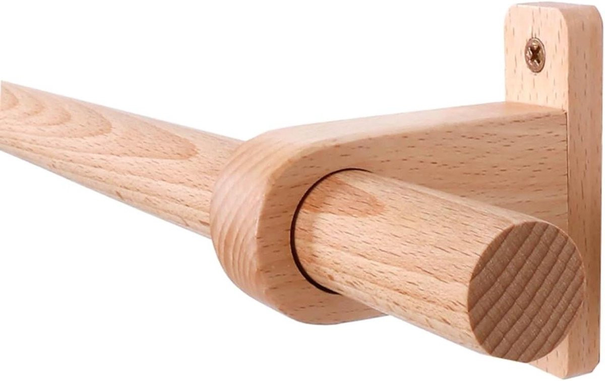 Houten Gordijnroede Romeinse Stijl Houtkleur Verstelbaar 240 cm