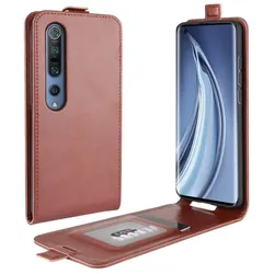Flip Case Handyhülle für Xiaomi Mi 10 Vertikal Schutzhülle Tasche Cover Braun Bumper Smartphone Kartensteckplatz-Kreditkarte-Geldscheine EC-Karte Bank-Karte