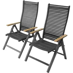 Leco, Gartenstühle, 2er-Set Klapp-Funktionssessel JUNO