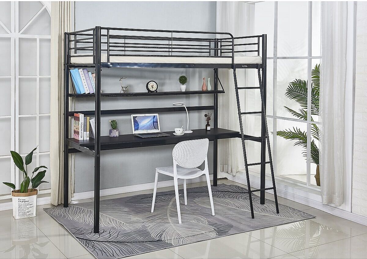 Habitat et jardin Cama mezzanine "Alona" - 90 x 190 cm - Negro