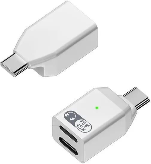 INF Adaptateur Audio Lighting Femelle + USB-C Femelle vers USB-C Mâle - Transfert Audio HI-FI & Charge Rapide 45W Blanc