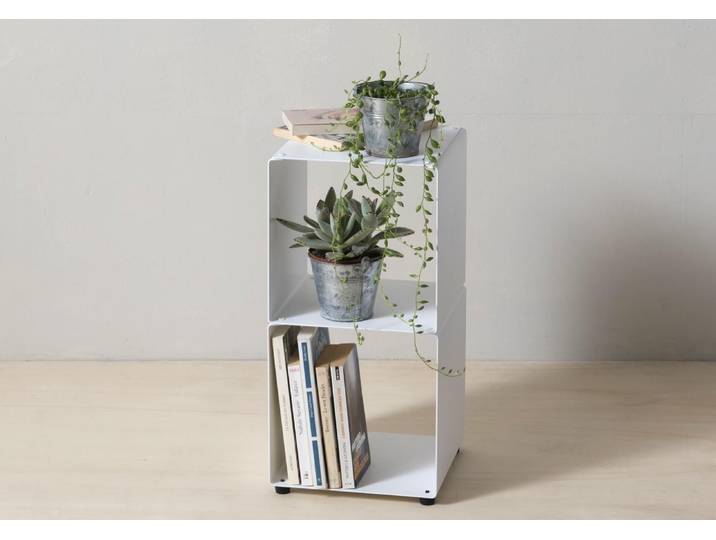 Étagère cube - meuble blanc en acier - 2 niveaux - teebooks