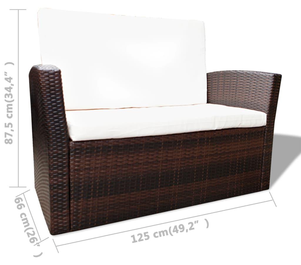 Loungeset - Sitzgruppe für Garten und Balkon - Wetterbeständiges Poly-Rattan mit Glastischplatte und Kissen